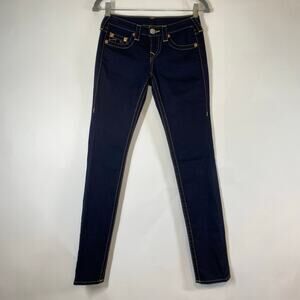 True Religion Indigo Blue Low Rise Classic Skinny Denim Jeans Size 25
